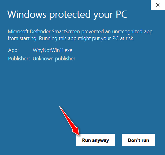 Click on run anyway